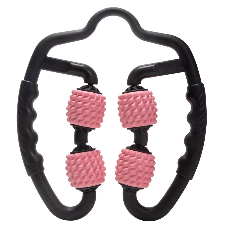 Muscle Roller Stick - 4輪レッグスリマー ソフトラバーヨガエクササイズ サークルローラー 脚の筋肉リラックス フォームマッサージスティック レッグクランプマッサージ