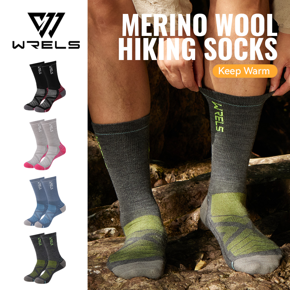 Anti Blister Sock - WRELS 1/2/3 メリノウールソックス サーマルウォームクルー ウィンターブーツソックス 吸湿発散性