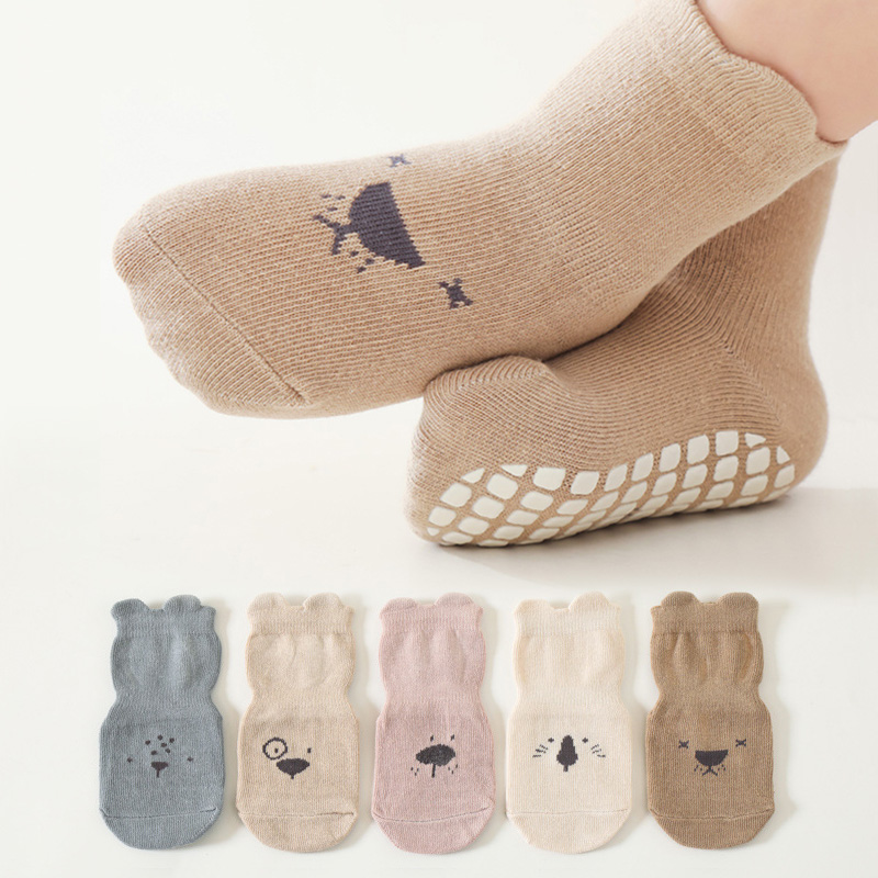 Anti Blister Sock - 3/5 ペア ベビー 愛らしい動物柄 ノンスリップ フロアソックス