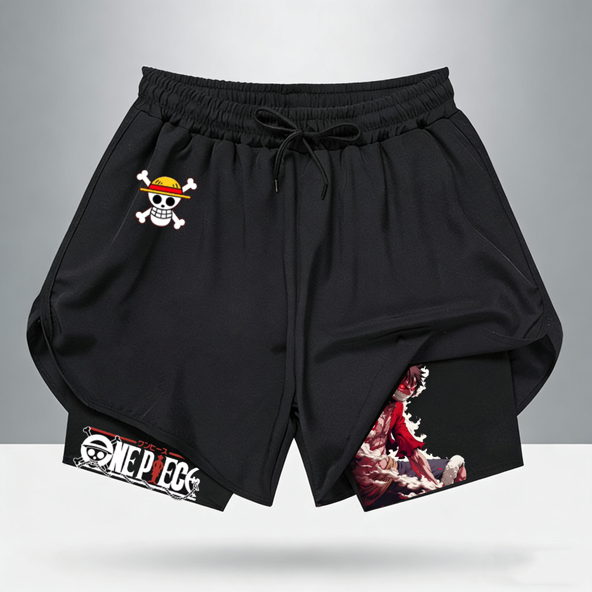 メンズ2in1ランニングショーツ アニメワンピース ルフィ  - Running Gear In Japan のレビューと価格